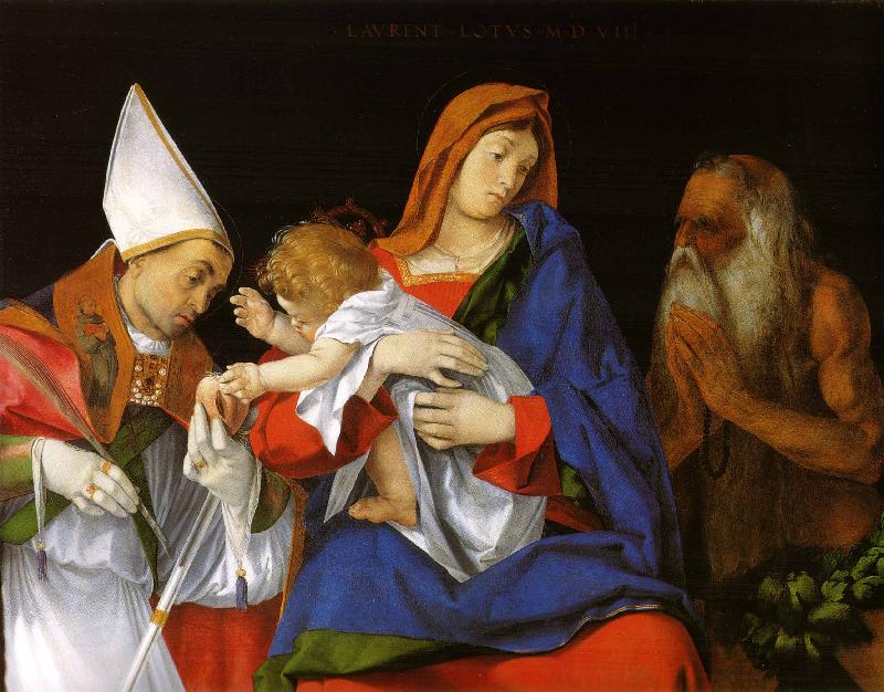 Lorenzo Lotto Madonna with Child between Sts Flavian and Onuphrius oil painting image
